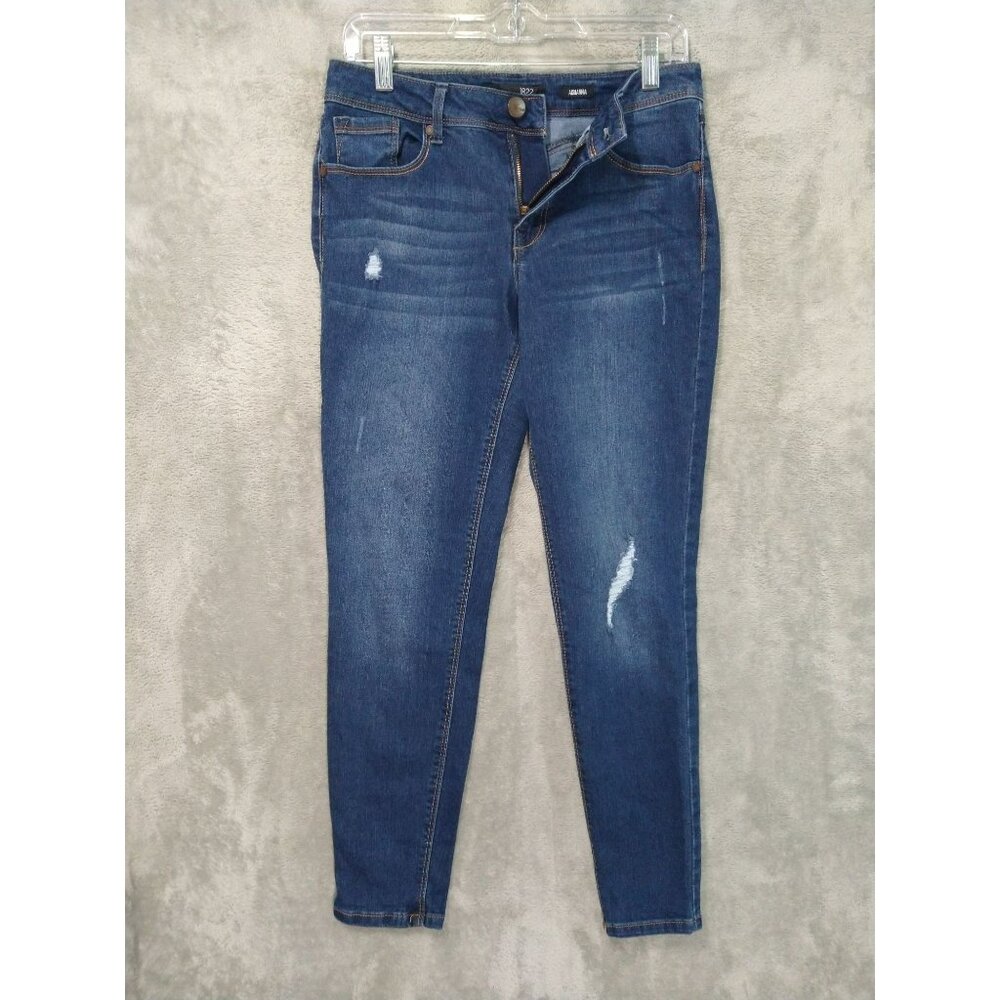 1822 Jeans Womens 8 Blue Denim Adrianna Skinny Mid Rise Ankle Dark Distressed